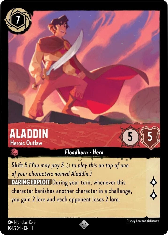 Disney Lorcana The First Chapter 104/204 ALADDIN Heroic Outlaw Foil