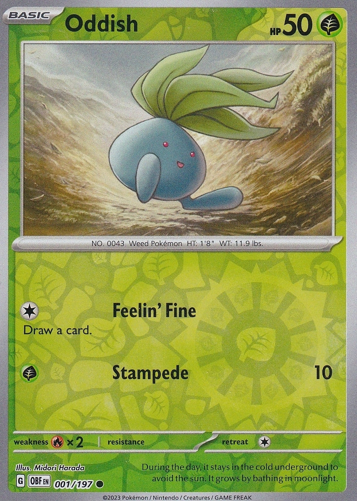 Scarlet & Violet Obsidian Flames 001/197 Oddish Reverse Holo