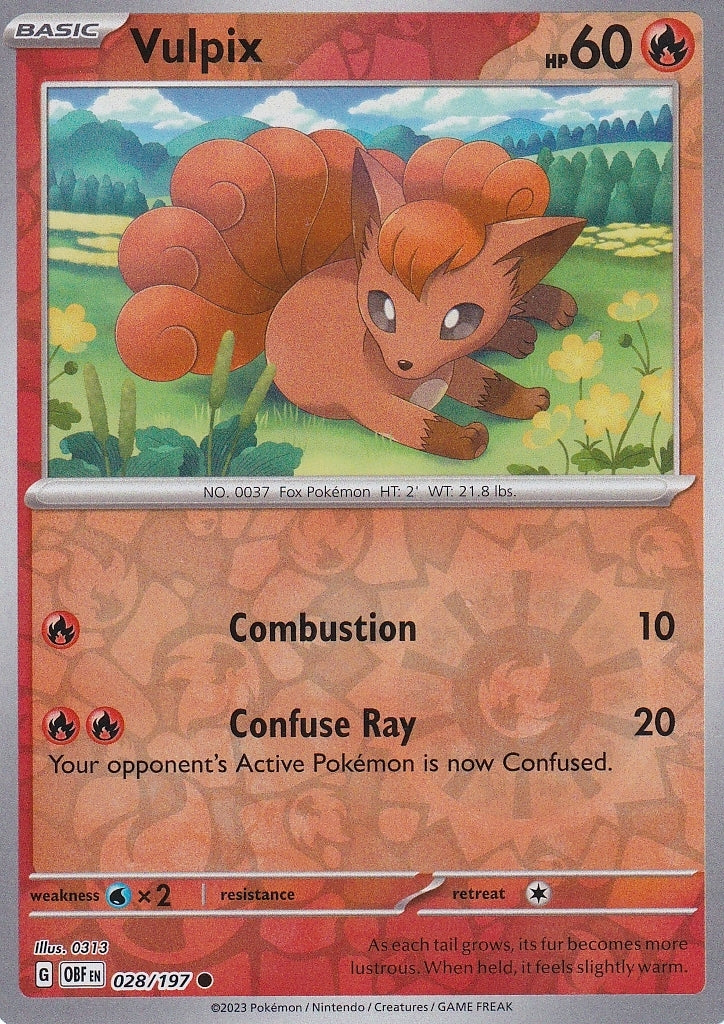 Scarlet & Violet Obsidian Flames 028/197 Vulpix Reverse Holo