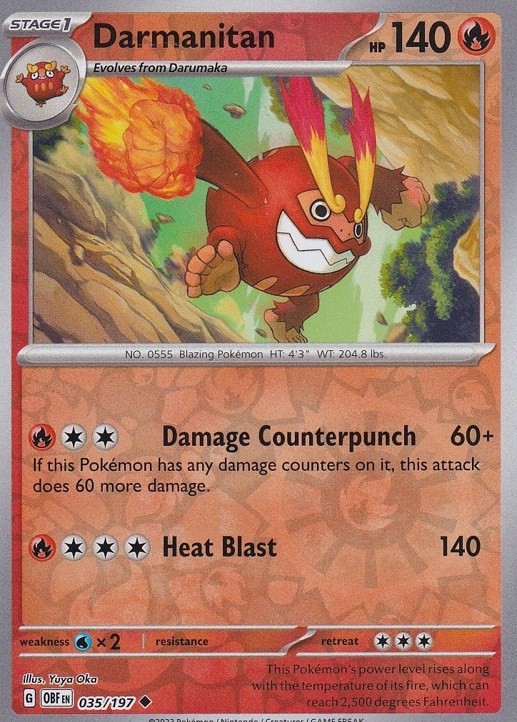 Scarlet & Violet Obsidian Flames 035/197 Darmanitan Reverse Holo