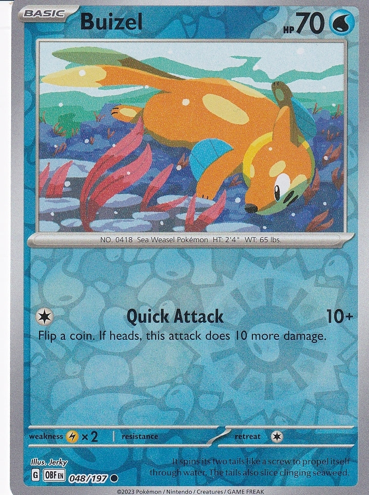 Scarlet & Violet Obsidian Flames 048/197 Buizel Reverse Holo