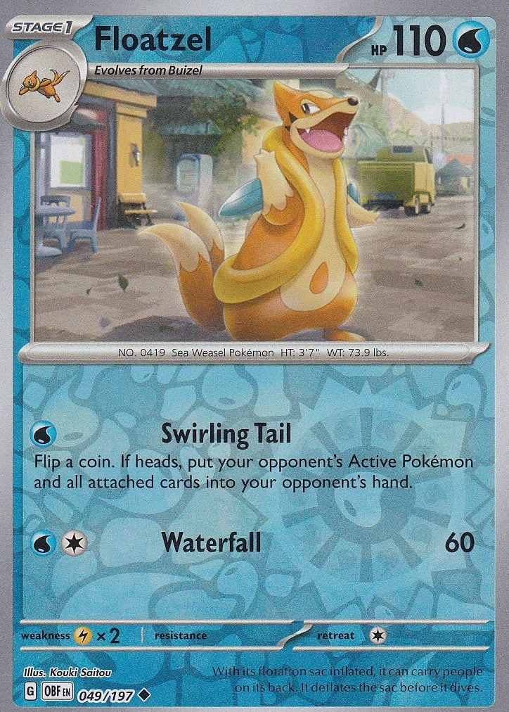 Scarlet & Violet Obsidian Flames 049/197 Floatzel Reverse Holo