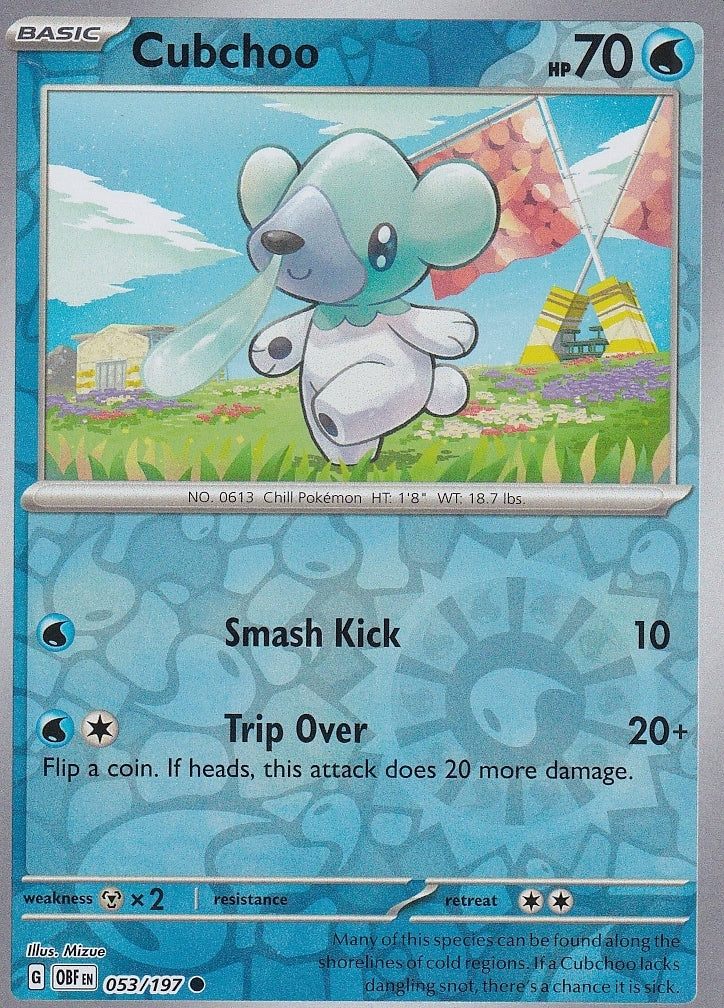 Scarlet & Violet Obsidian Flames 053/197 Cubchoo Reverse Holo