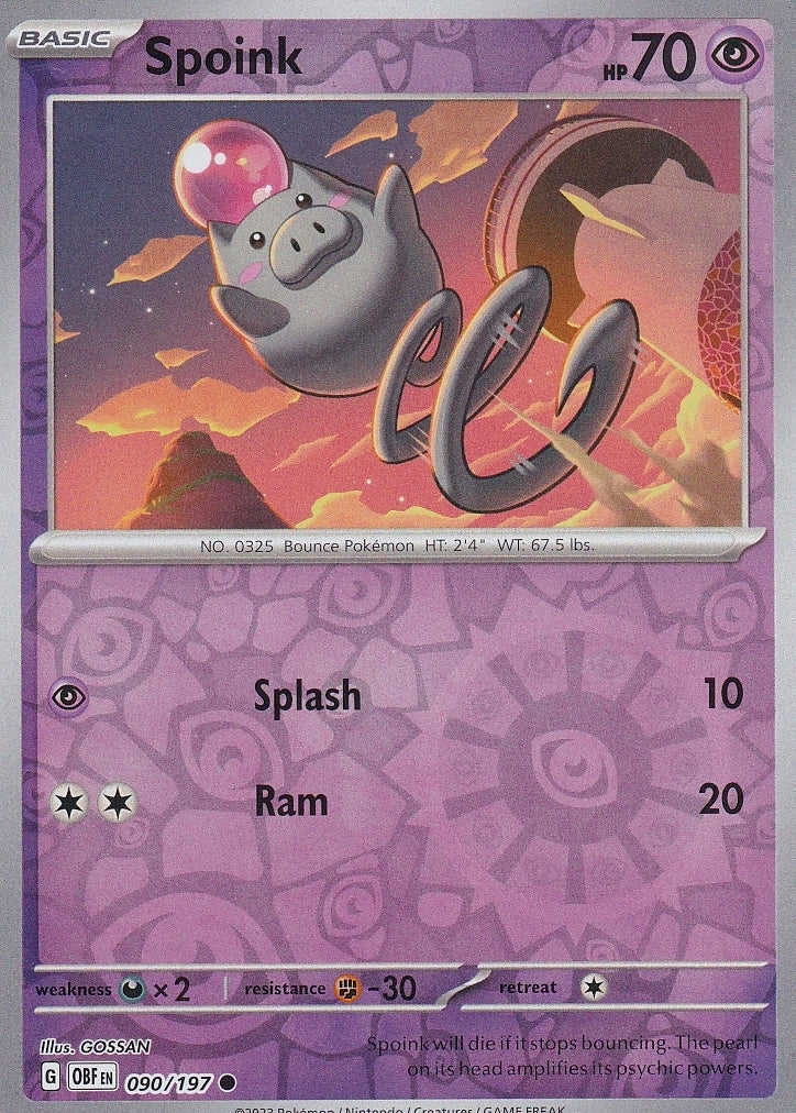 Scarlet & Violet Obsidian Flames 090/197 Spoink Reverse Holo