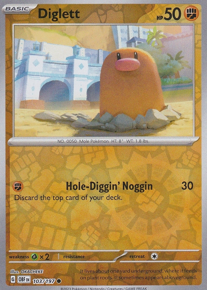 Scarlet & Violet Obsidian Flames 103/197 Diglett Reverse Holo