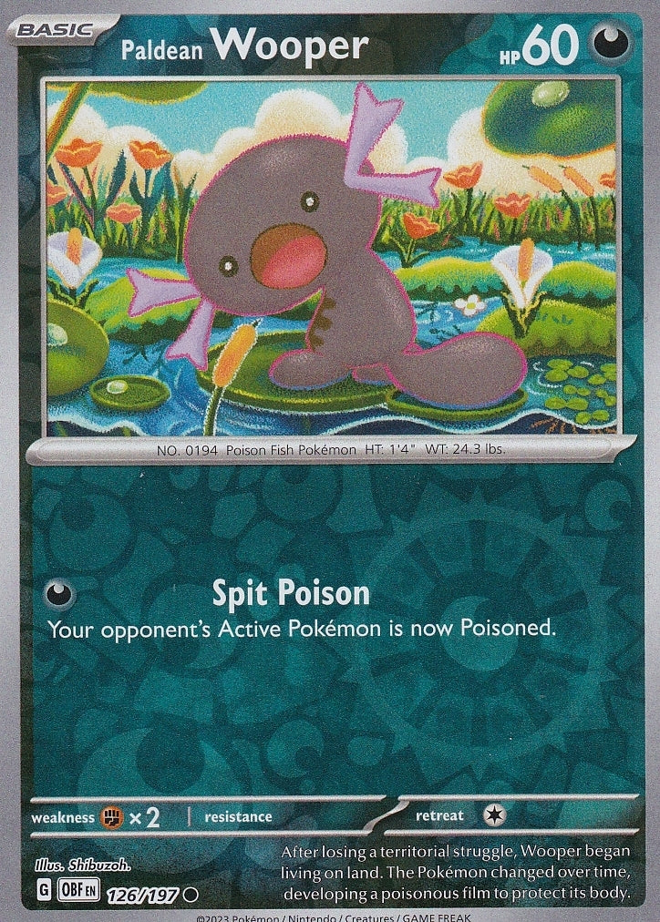 Scarlet & Violet Obsidian Flames 126/197 Paldean Wooper Reverse Holo