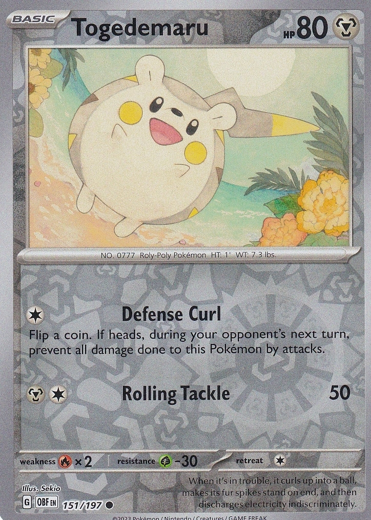 Scarlet & Violet Obsidian Flames 151/197 Togedemaru Reverse Holo