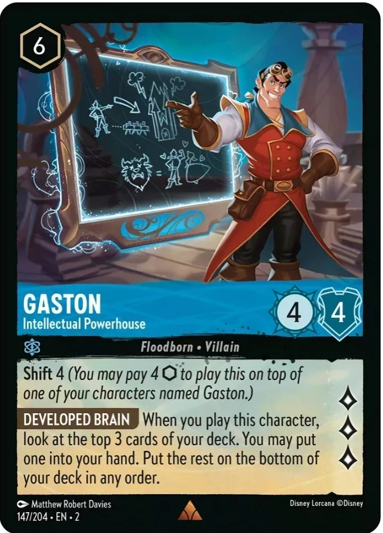 Disney Lorcana Rise Of The Floodborn 147/204 GASTON Intellectual Powerhouse