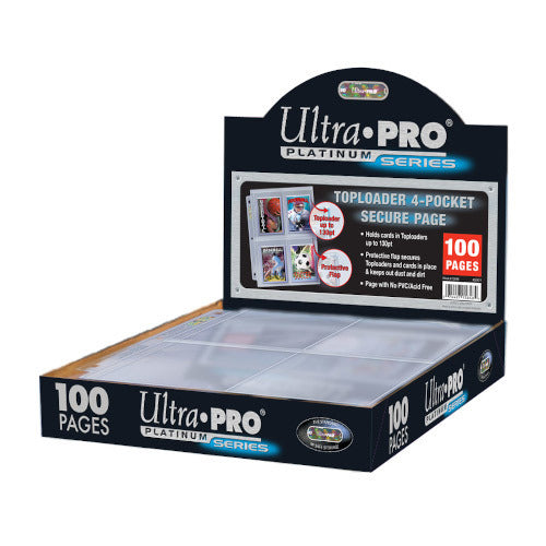 Ultra Pro - 4-Pocket Secure Platinum Page For Toploaders 100 Pages