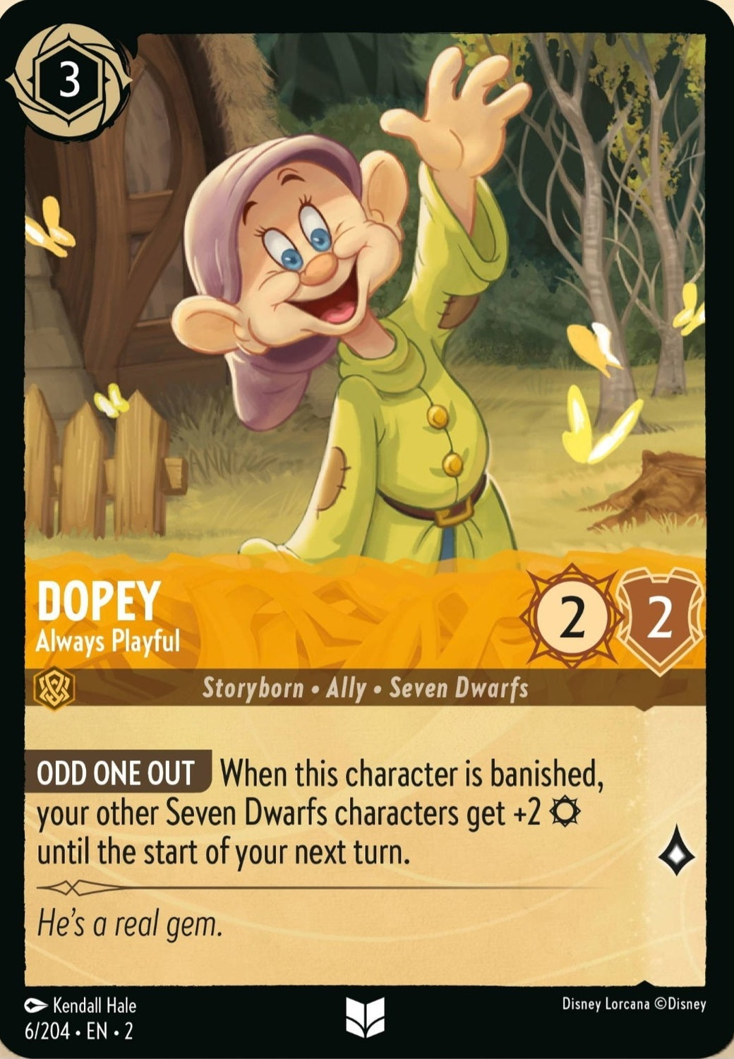 Disney Lorcana Rise Of The Floodborn 006/204 DOPEY Always Playful