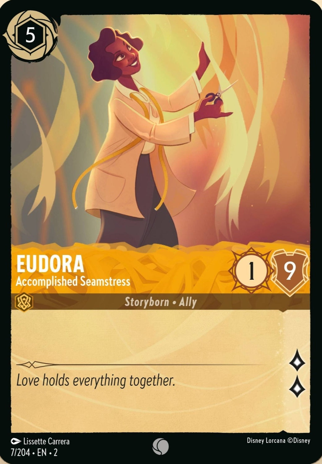 Disney Lorcana Rise Of The Floodborn 007/204 EUDORA Accomplished Seamstress