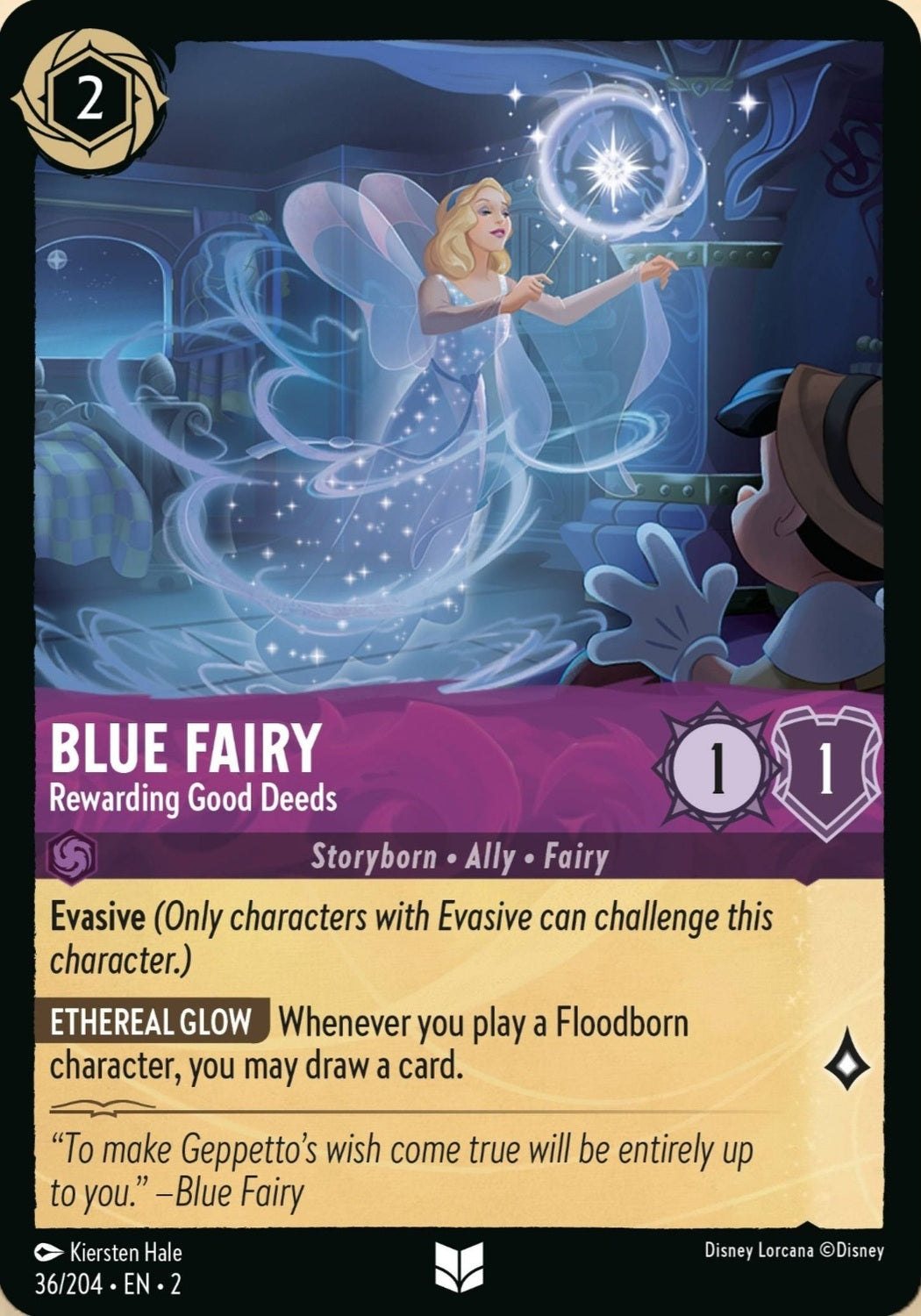 Disney Lorcana Rise Of The Floodborn 036/204 BLUE FAIRY Rewarding Good Deeds