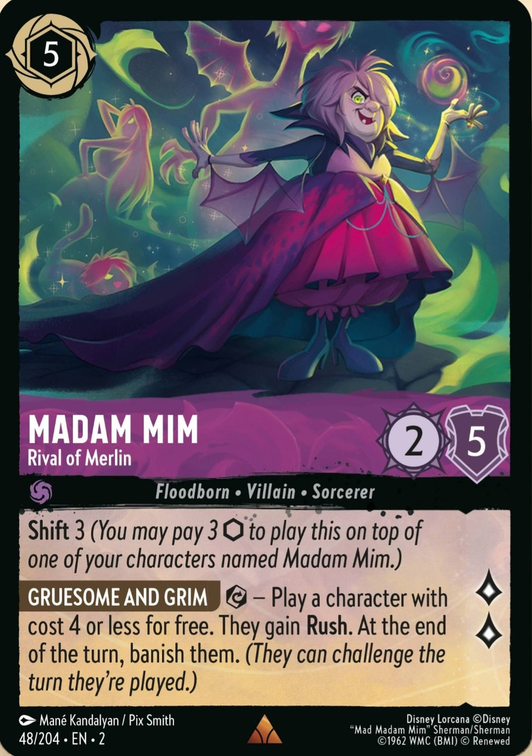 Disney Lorcana Rise Of The Floodborn 048/204 MADAM MIM Rival of Merlin