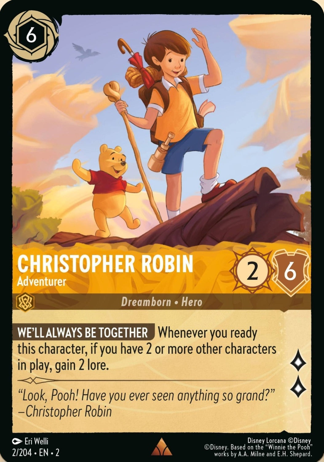 Disney Lorcana Rise Of The Floodborn 002/204 CHRISTOPHER ROBIN Adventurer