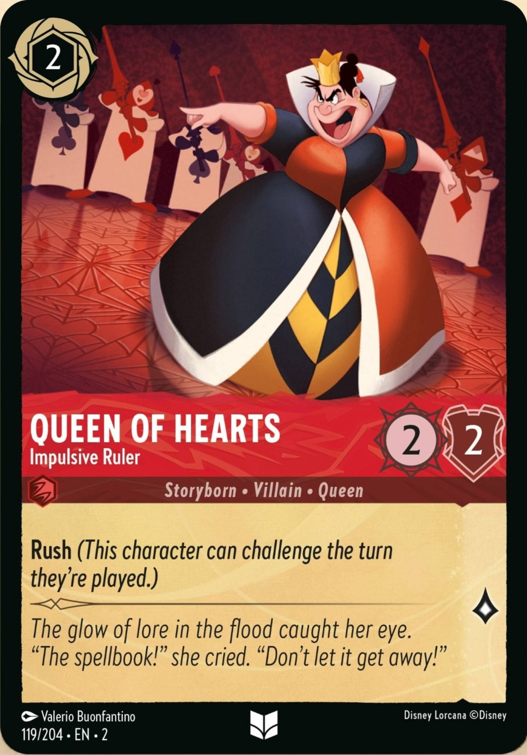 Disney Lorcana Rise Of The Floodborn 119/204 QUEEN OF HEARTS Impulsive Ruler