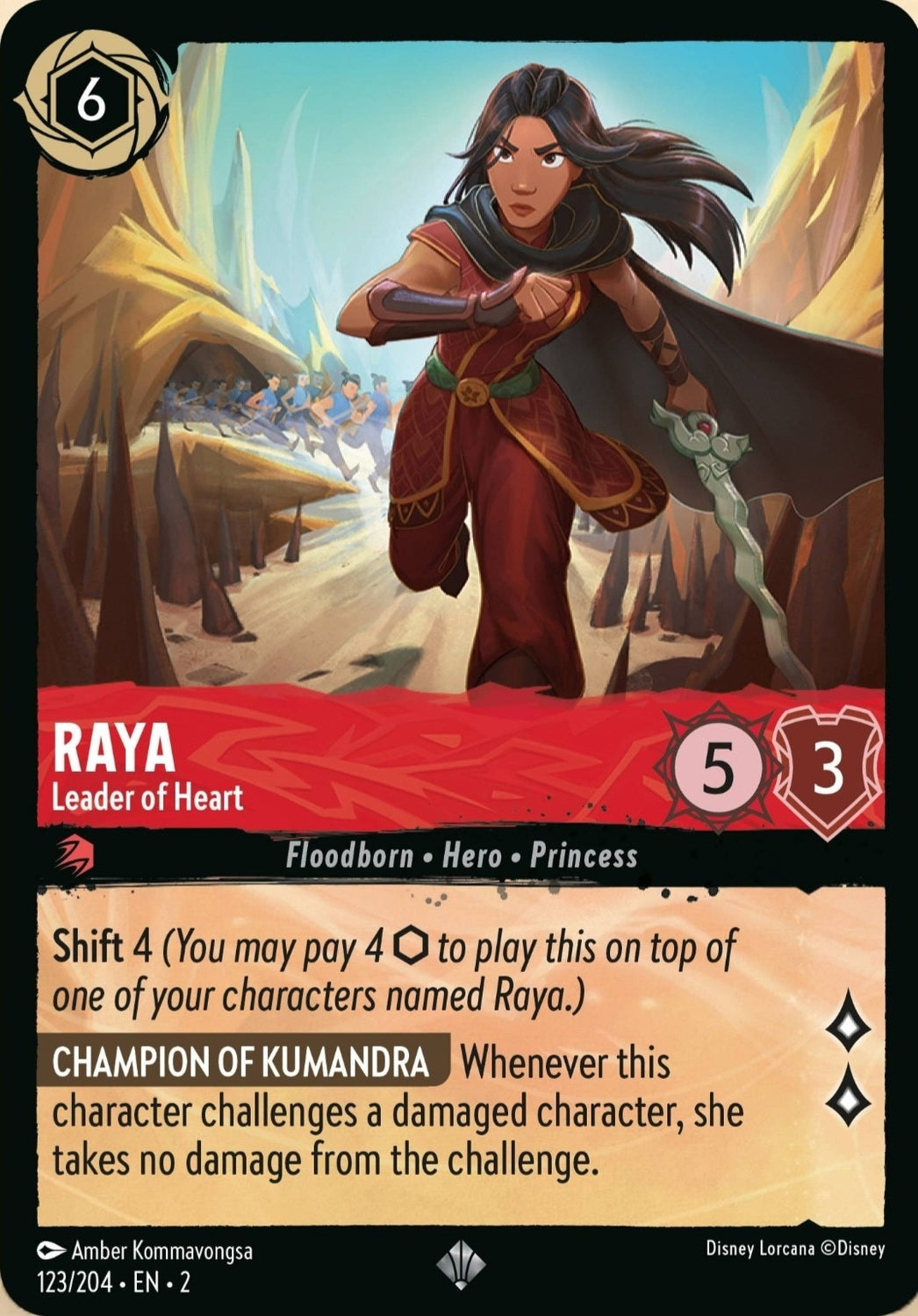 Disney Lorcana Rise Of The Floodborn 123/204 RAYA Leader of Heart