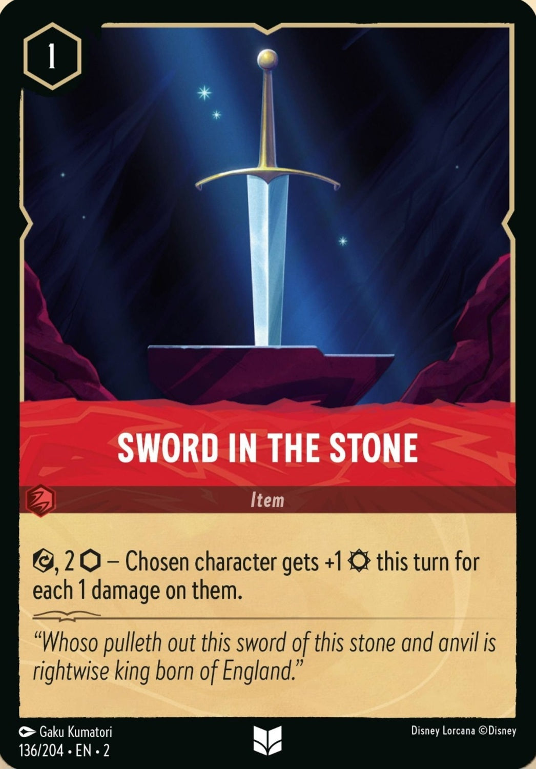 Disney Lorcana Rise Of The Floodborn 136/204 SWORD IN THE STONE