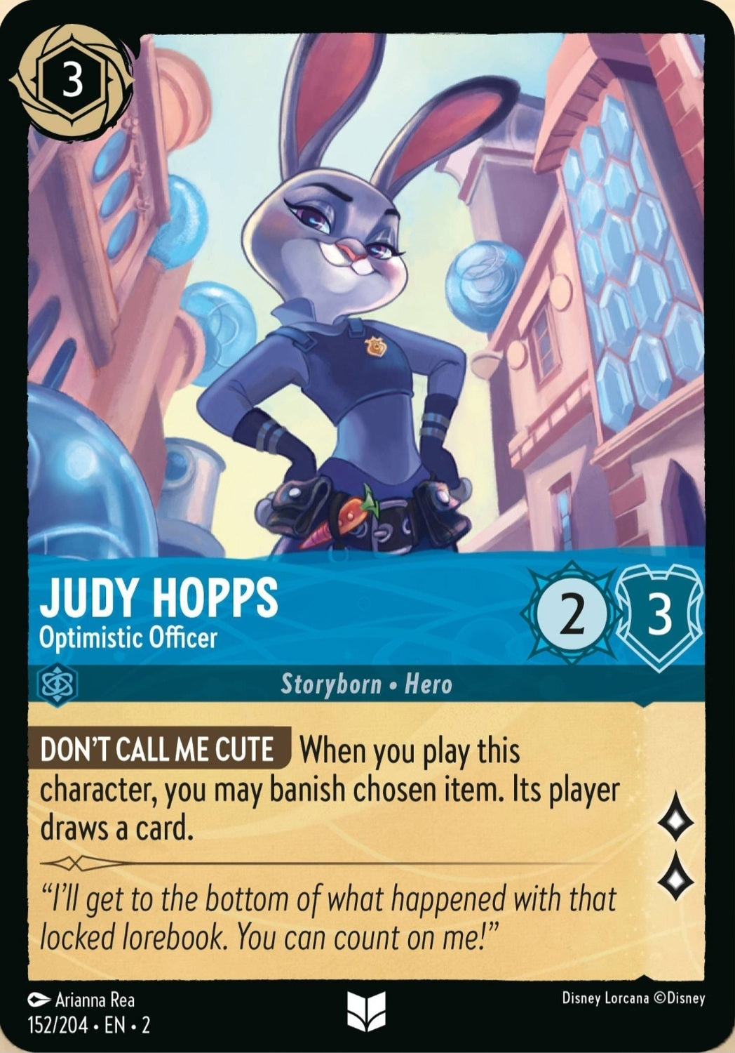 Disney Lorcana Rise Of The Floodborn 152/204 JUDY HOPPS Optimistic Officer