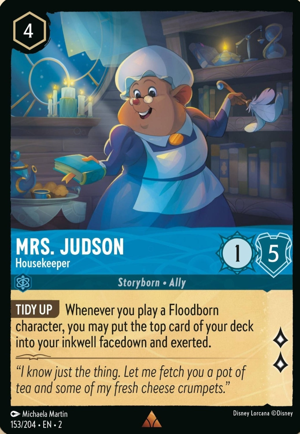 Disney Lorcana Rise Of The Floodborn 153/204 MRS JUDSON Housekeeper