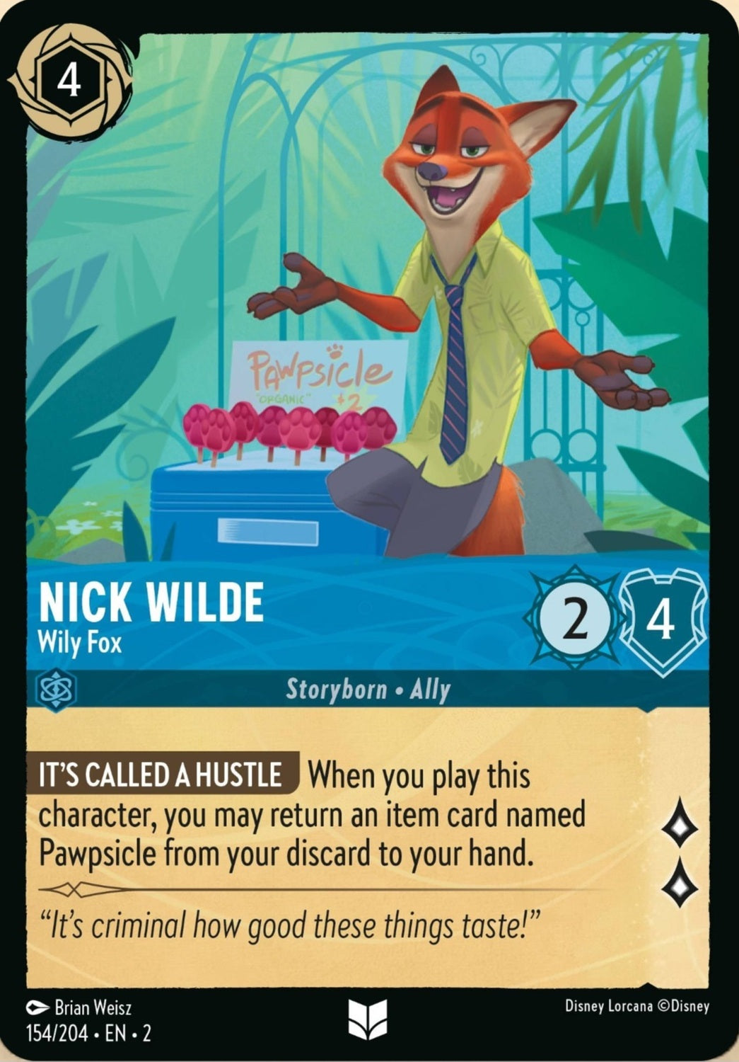 Disney Lorcana Rise Of The Floodborn 154/204 NICK WILDE Wily Fox