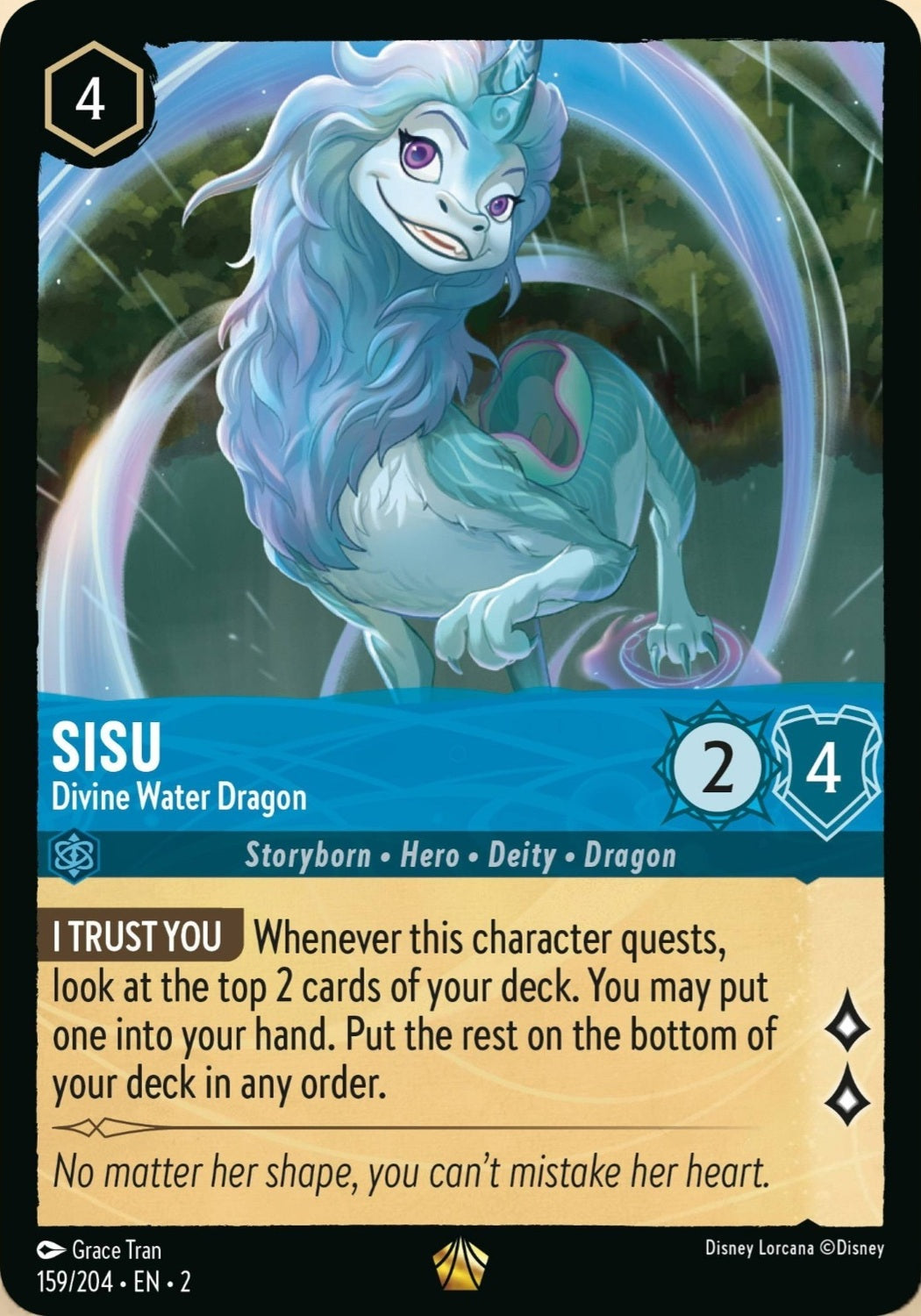 Disney Lorcana Rise Of The Floodborn 159/204 SISU Divine Water Dragon