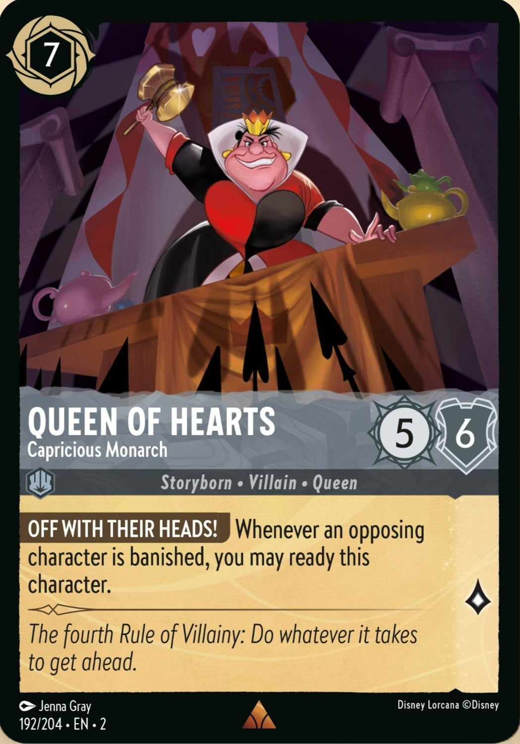 Disney Lorcana Rise Of The Floodborn 192/204 QUEEN OF HEARTS Capricious Monarch