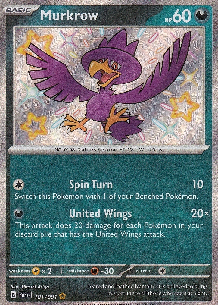 Scarlet & Violet Paldean Fates 181/091 Murkrow