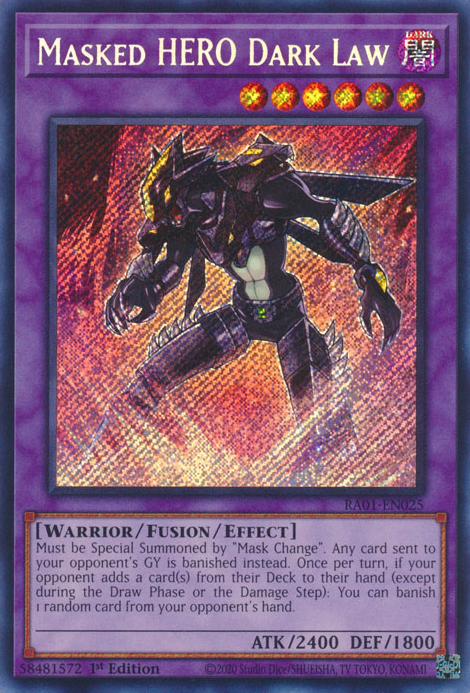 25th Anniversary Rarity Collection RC01-EN025 Masked HERO Dark Law Secret Rare