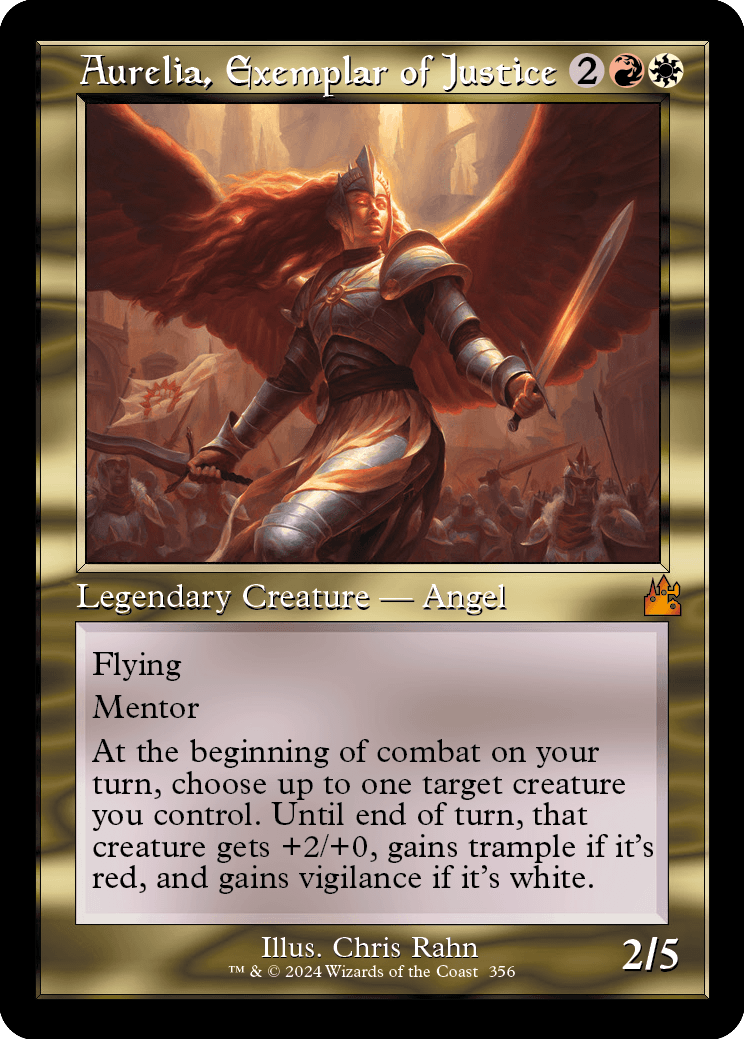 MTG Ravnica Remastered 356 Aurelia, Exemplar of Justice (Retro Frame)