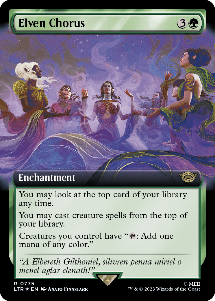 MTG Lord Of The Rings 0775 Elven Chorus (Extended Art Surge Foil)