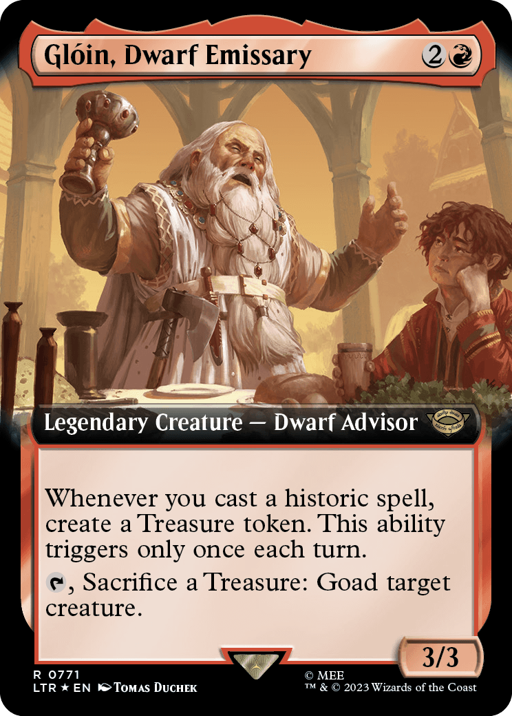 MTG Lord Of The Rings 0771 Glóin, Dwarf Emissary (Extended Art Surge Foil)