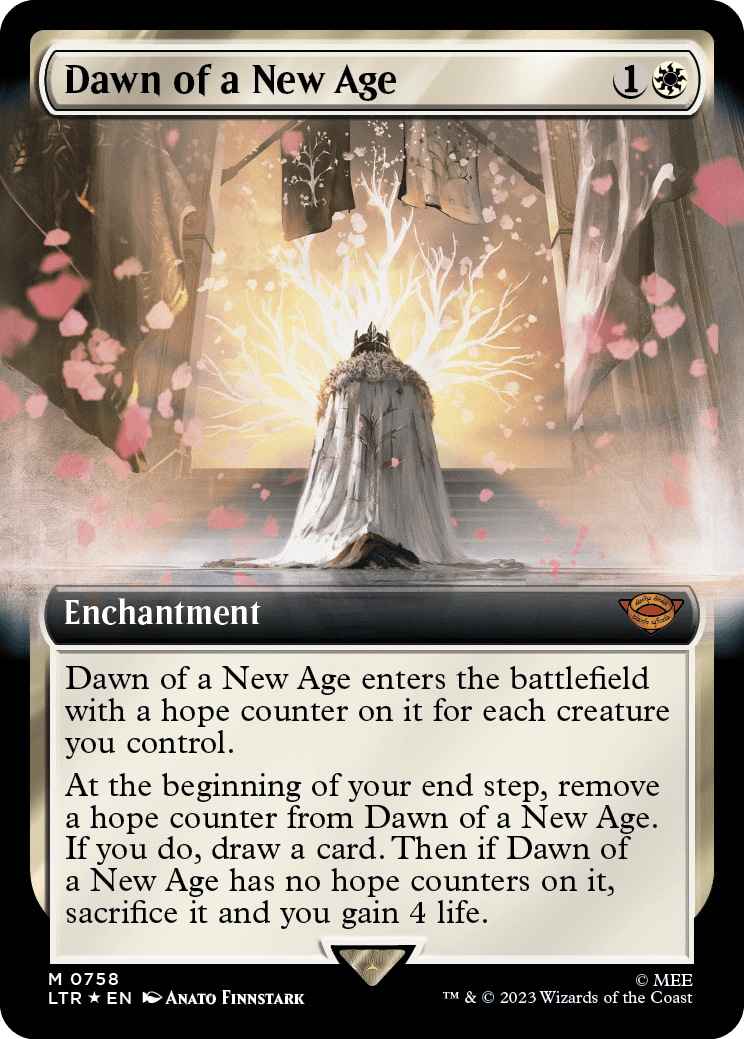 MTG Lord Of The Rings 0758 Dawn of a New Age (Extended Art Surge Foil)