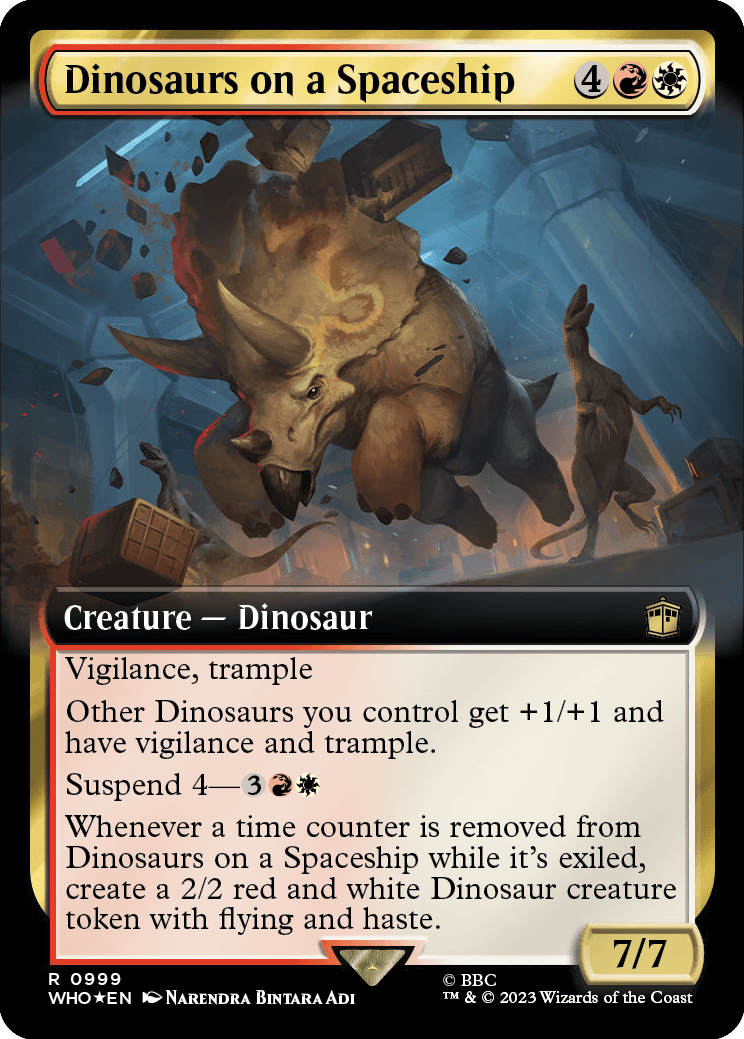 MTG Doctor Who 0999 Dinosaurs on a Spaceship (Extended Art Surge Foil)