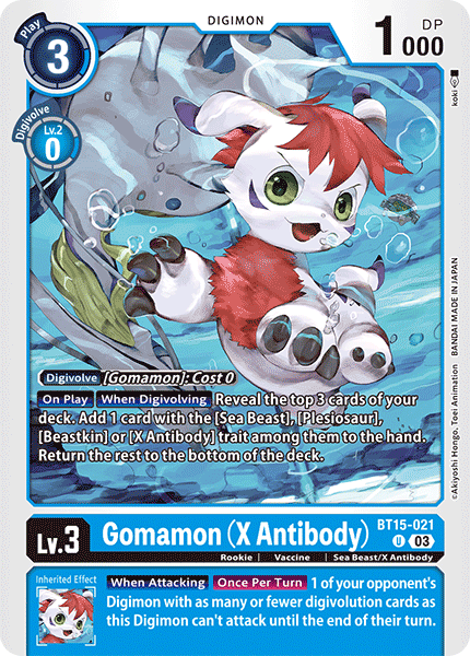 Exceed Apocalypse BT15-021 Gomamon (X Antibody)