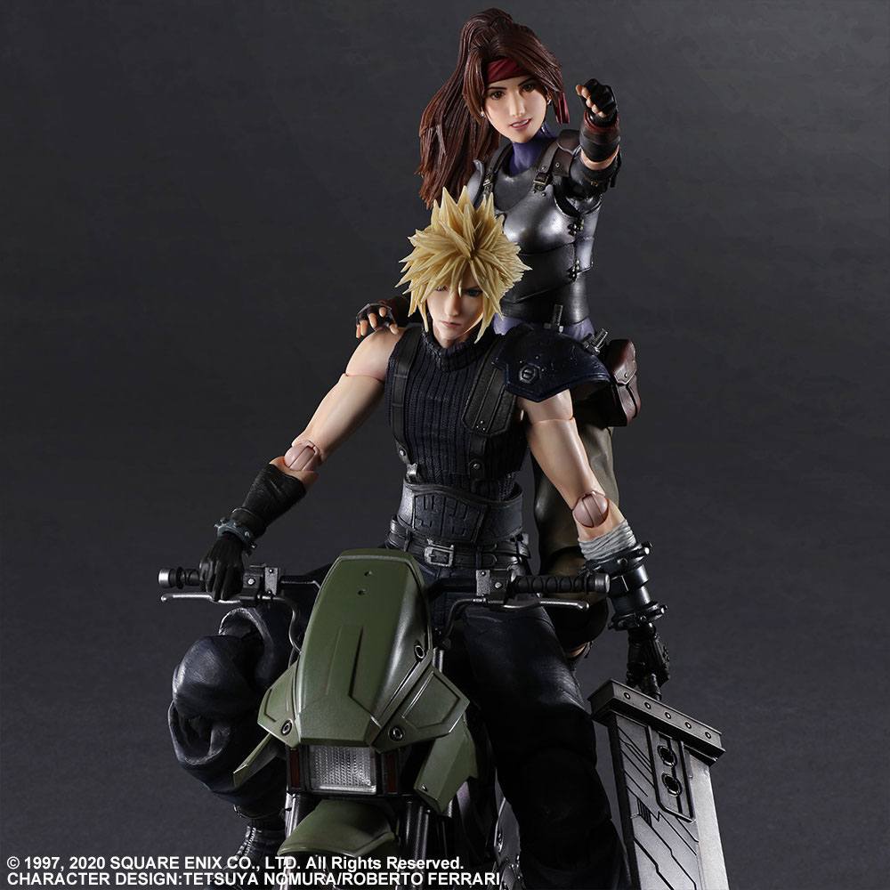 Final Fantasy VII Remake Play Arts Kai Action Figures & Vehicle Jessie, Cloud & Bike